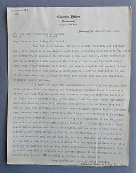 Correspondence and memoranda regarding the jurisdictional boundaries of the American Capuchin Provinces