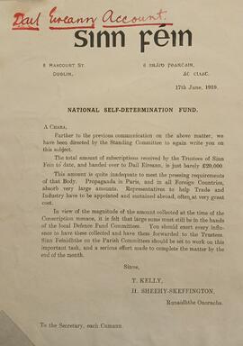 Circular letter re the National Self-Determination Fund