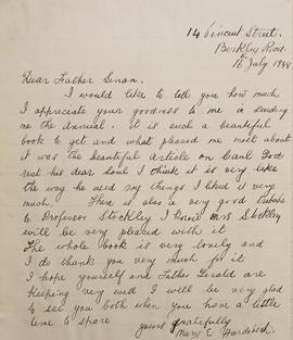Letter from Mary Hardebeck