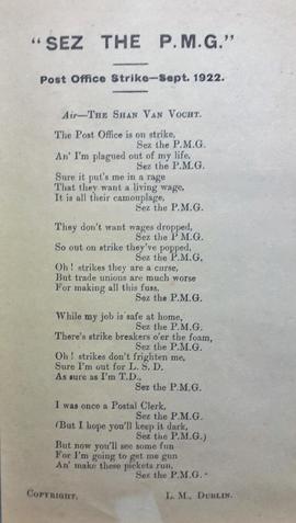 Sez the PMG / Post Office Strike – Sept. 1922