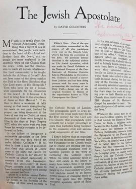 The Jewish Apostolate / by David Goldstein