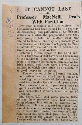 Professor Eoin MacNeill deals with partition