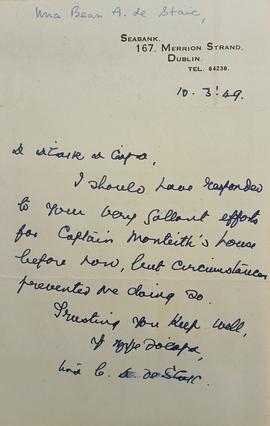 Letter from Una Stack