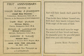 First Anniversary Memorial Cards for 1916 Rising Leaders