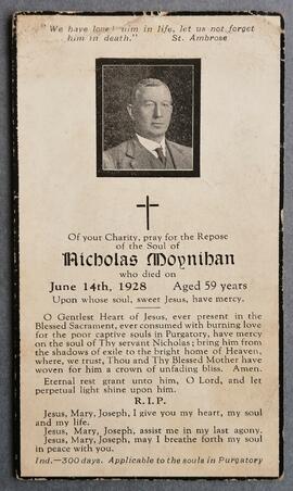 Nicholas Moynihan Memorial Card