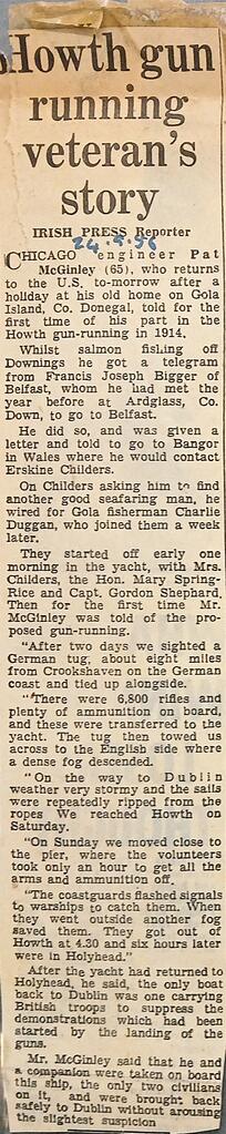 Howth gun running veteran’s story