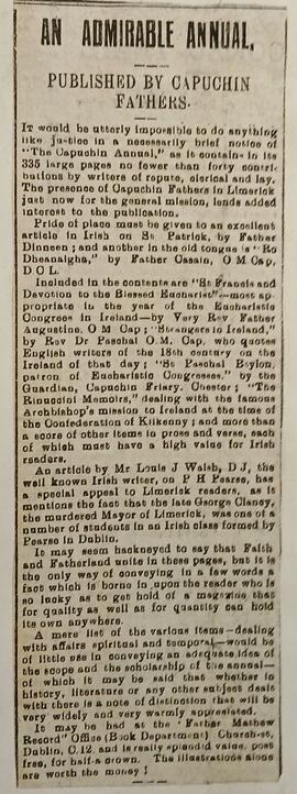 ‘The Munster News’ review of ‘The Capuchin Annual’ (1932)