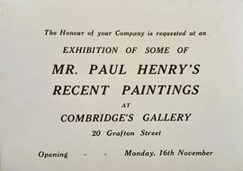 Invitation to Paul Henry Exhibition