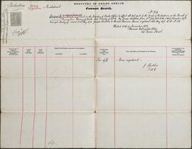 Registry of Deeds Office Common Search Certificate regarding the lands of Rochestown, County Cork