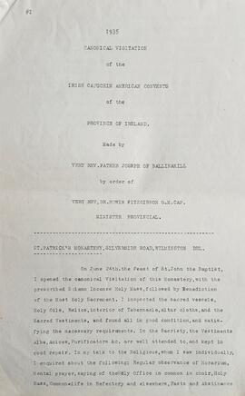 Canonical Visitation Report for 1935