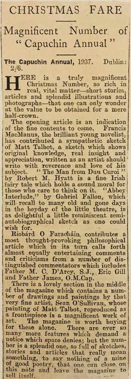 ‘The Standard’ review of ‘The Capuchin Annual’ (1937)