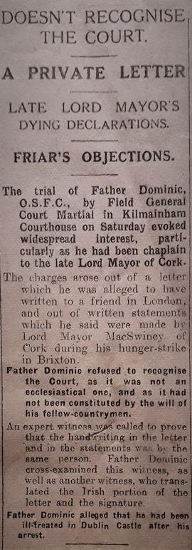 Newspaper reports on the trial of Fr. Dominic O'Connor