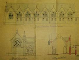 Plan and elevation of the Sacred Heart Chapel, St. Mary of the Angels