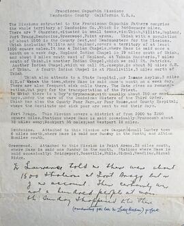 Report on Mendicino Mission