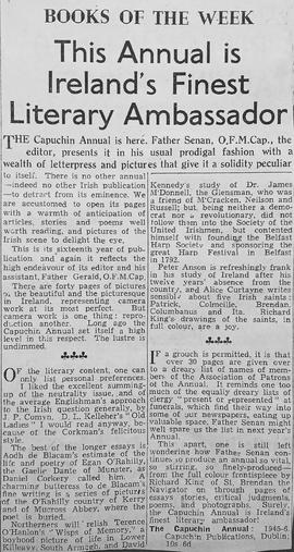 ‘Irish Weekly and Ulster Examiner’ review of ‘The Capuchin Annual’ (1945-6)