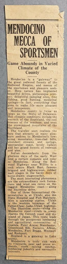 Mendocino: Mecca of Sportsmen