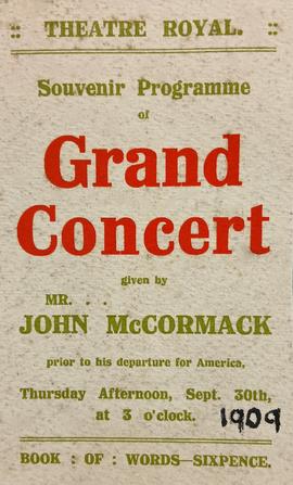Souvenir cover programme for Grand Concert given by John McCormack