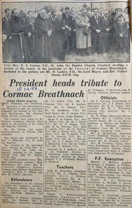 President heads tribute to Cormac Breathnach