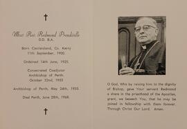 Memorial Card for Archbishop Redmond Prendiville