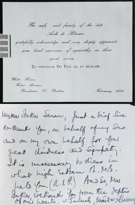 Card from Mary de Blacam to Fr. Senan Moynihan