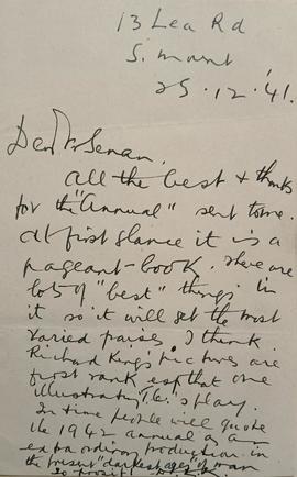 Letter from D.L. Kelleher