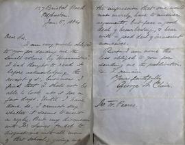 Letter to James Pearse from George St. Clair