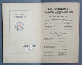 Passenger List for the Anchor Line SS ‘California’