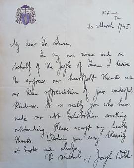 Letter from Archbishop Joseph Walsh
