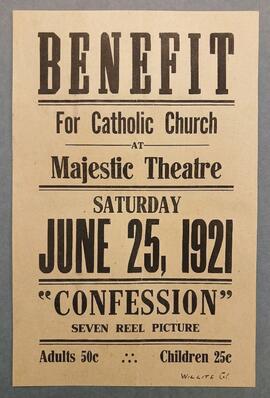 Flier for Film Benefit for Catholic Church in Willits