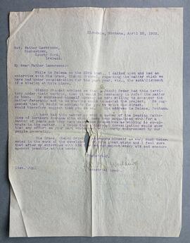 Letter from W.M. Wooldridge to Fr. Laurence Dowling