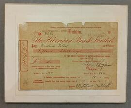 Hibernian Bank Receipt