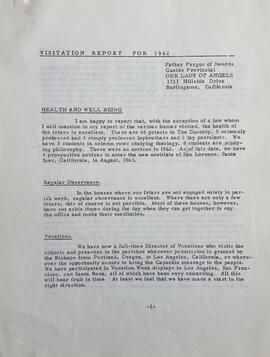 Canonical Visitation Report for 1962