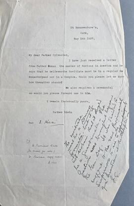 Letter from Fr. Edwin Fitzgibbon to Fr. Sylvester Mulligan