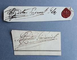 Autographs of Prince Augustus Frederick, Duke of Sussex
