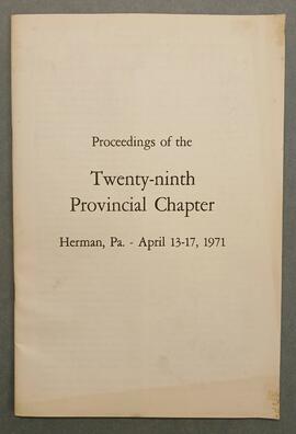 Proceedings of the Twenty-ninth Provincial Chapter of the Province of St. Augustine