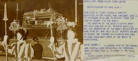 Casket of Pope Pius X at Beatification Ceremony