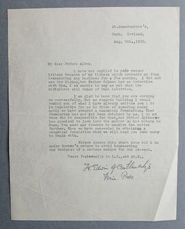 Letter from Fr. Edwin Fitzgibbon