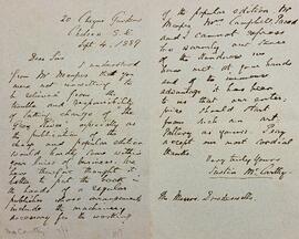 Letter from Justin McCarthy