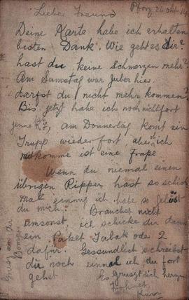 Copy note from a German casualty of World War I