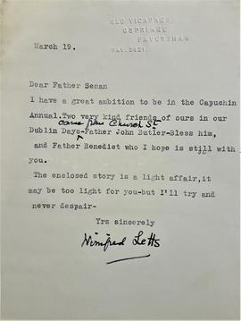 Letter from Winfred M. Letts