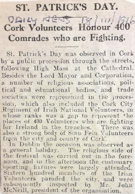 Cork National Volunteers Honour 400 Comrades who are Fighting