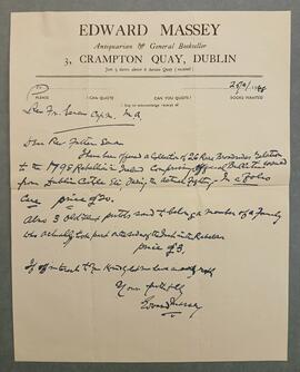 Letter from Edward Massey