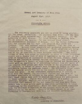 Propaganda Report for Annual Ard Chomhairle of Sinn Féin