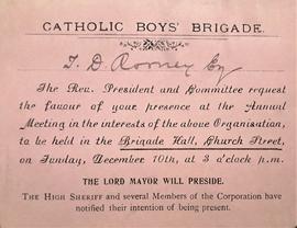 Notices of meetings of the Catholic Boys’ Brigade Committee