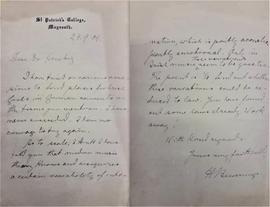 Letter from Heinrich Bewerunge