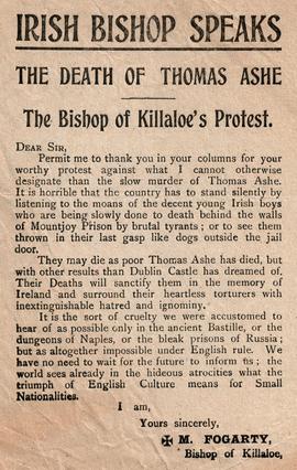 Irish bishop speaks: The death of Thomas Ashe