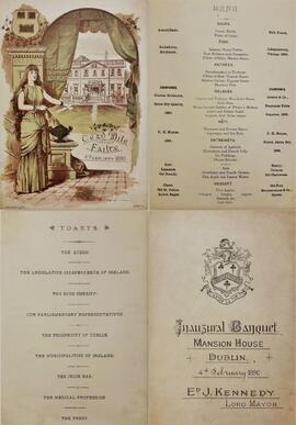 Menu and toast card, Lord Mayor’s banquet, Dublin
