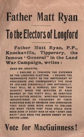 Father Matt Ryan / to the electors of Longford