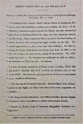 Extract from a letter by Lieutenant General Dundas to Viscount Castlereagh