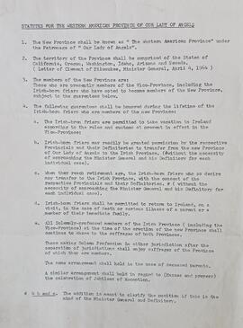 Statutes for the Western American Province of Our Lady of Angels